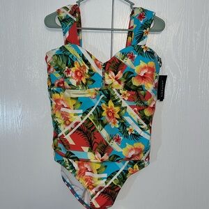 Jantzen Tropical Print One Piece Swimsuit